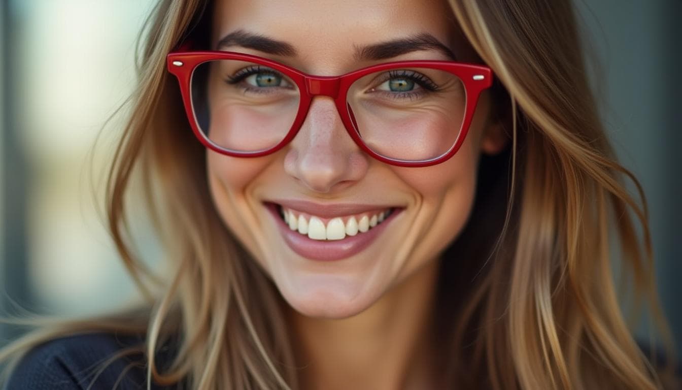 Woman wearing red glasses